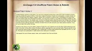 Unofficial Archeage 5.0 Patch Notes & Rebirth Part 2 (General & Regrading)