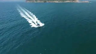 island, motorboat, sea, ocean, aerial video, landscape, speedboat, boat , free videos,  royalty free