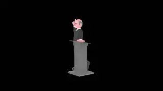 3D Cartoon Male Judge Character Turntable | Serious Idea Pointing Pose