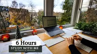 6 HOUR STUDY WITH ME on A RAINY DAY⎢Background noise, 10 min Break, No music, Study with Merve
