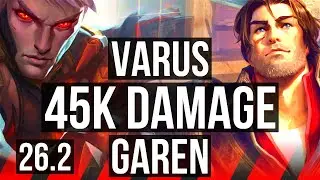 VARUS vs GAREN (TOP) | Good KDA: 20/3/5, 45K damage | KR Master | 26.2