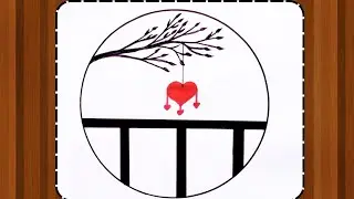 circle drawing heart shape | easy drawing circle scenery | how to draw in circle drawing