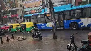 Heavy rain Bangalore #bmtcbus #bangalore #rain 