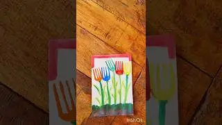 Fork Flower #youtubeshorts #art #shortsfeed #shortvideo #artshorts #shorts #painting #minipainting