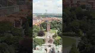 Vertical video. Helsingborg, Sweden. Karnan - Surviving 35-meter tower of a medieval castle. Summ...