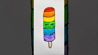 Rainbow Popsicle Easy Drawing For Kids #art #rainbow #popsicle #shorts #drawing #ytshorts