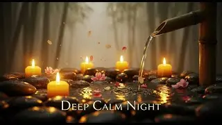 Tranquil Zen River Serenity Bamboo Fountain and Candle Glow for Healing Meditation Sleep Calm