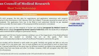 ICMR STS REGISTRATION UPDATE!! WHY CAN'T I REGISTER ON ICMR SHORT TERM STUDENTSHIP