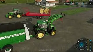 Farming Simulator 22 johndeere farm balen oprapen en aan de dieren geven
