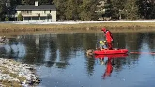 Watch Firefighter Risk His Life To Save Deer Trapped on Frozen Lake