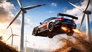 INSANE Car Jump Over Wind Turbines 😱🚗 | Extreme Stunt