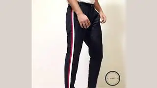 Black With Red And White Side Stripe Pants