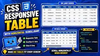 CSS || RESPONSIVE TABLE WITH HORIZONTAL SCROLLBAR || TUTORIAL.