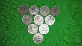 FOR SALE 20 SEN MALAYSIAN COINS 1980,81,82,88-COPPER NICKLE