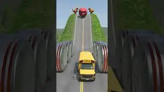 Car & School Bus vs Hydraulic Crush - BeamNG.drive