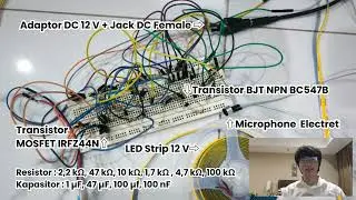 Amplifier Common-Emitter dengan Driver MOSFET pada LED Strip serta Sensor Suara [Elektronika Analog]