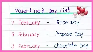 Valentine's Day Dates | Valentine Week List Dates celebrate | Valentine Week and Month 2026 |