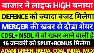 DEFENCE STOCK BIG NEWS, IREDA, CDSL, NSDL, MCX SPLIT, COAL INDIA, ITC, ADANI GREEN, ADANI ENTERPRISE