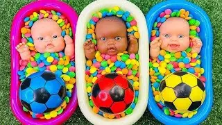 3 Minutes Satisfying Video Mixing Funny Candy ASMR & Make Up in 3 Bathtubs with Magic M&M's Slime