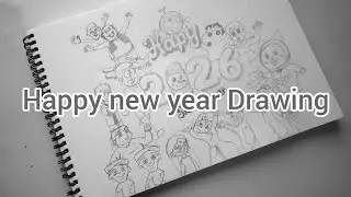 Happy New Year 2026 Drawing 🎉 | Cartoon Characters Sketch