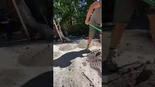 Spreading Crusher Dust in Brisbane Backyard TK style artificial Grass process