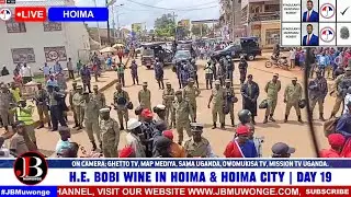 Massive Crowds Surround Bobi Wine’s Hotel in Hoima — Police Move In to Disperse Them.