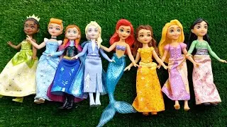 ASMR Most Popular Disney Princess Dolls   lots of colorful rainbow Dresses unpacking surprise toys