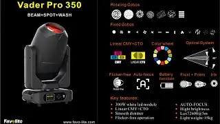 300W Beam Wash Spot 3in1 LED BWS Moving Head CMY CTO | Favolite Stage Lighting - Vader Pro 350