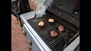 Smoked Bison Burgers, Weber Genesis II E-310 Propane Gas Grill
