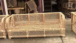 বেতের বক্স সোফা সেট।
