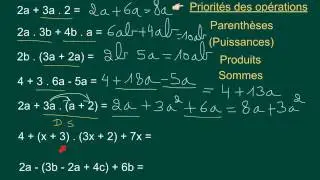 Introduction au calcul littéral (6) Priorités des opérations