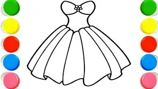 beautifull Dress 👗 Drawing Easy dress drawing painting   and Coloring For Kids and Toddlers 