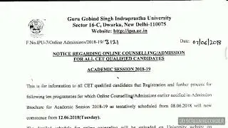 IP UNIVERSITY ONLINE COUNSELLING DATES ,REGISTRATION PROCESS 2018 IPUADMISSIONS|  HOW TO DO REGISTER