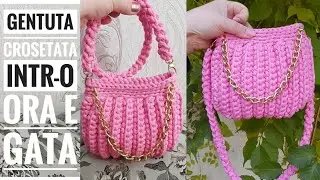 Gentuta crosetata din benzi textile. Crochet bag tutorial.