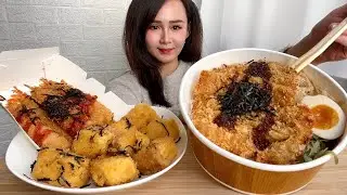 ASMR | JAPANESE TONKATSU RICE + EBI FRY + FRIED TOFU | MUKBANG | EATING SOUNDS | EATING SHOW | 먹방