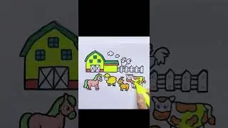 Farm animals Drawing,painting and coloring for kids|youtubeshorts #shorts