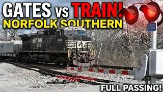 Massive Freight Train Crossing at Railroad Gates