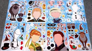 Oddly Satisfying DISNEY FROZEN 3 Sticker Activity Book ❄️ Elsa & Anna Dress Up | ASMR Paper DIY