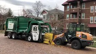Waste Management Mack LE Front Loader Garbage Truck on Leaf Collection