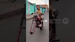 Insane dog rides motor bike with one wheel 🤯