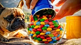 Which Spill Looks Best? 🍬 M&M&rsquo;s Into Glass Bowl, Dog Sniffs 🐶 | Pets & Candy AI ASMR Pt. 8 🎧