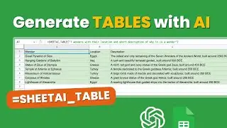 Generate TABLES with AI inside Google Sheets