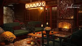 Autumn Cabin Porch ASMR Ambience | Relaxing Forest Rain, Fireplace, Book Sounds, Fabric Sounds