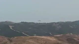 Helicopter gunship live rocket firing