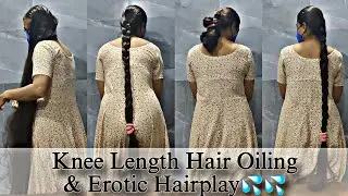🔥 Slick & Seductive: Heavy Oil, Tight Braid, and Steamy Hair Tease 🔥