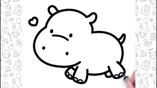 🦛💕 Cute Hippo Drawing Easy Step by Step