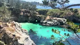 Turquoise waters on the way to bird island at point lobos state park