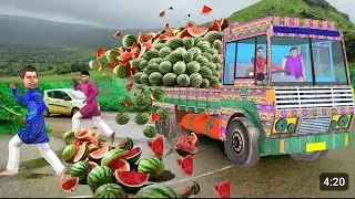 Lalchi Truck Driver Watermelon Overload Dump Truck Ghat Road Hindi Kahani Moral Stories Comedy Video