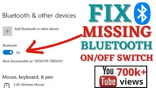 Bluetooth on off switch missing windows 10 Fix
