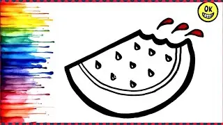 Watermelon 🍉 Drawing, Colouring for kids, Drawing for kids, Easy Drawing for kids, Kids Drawing 